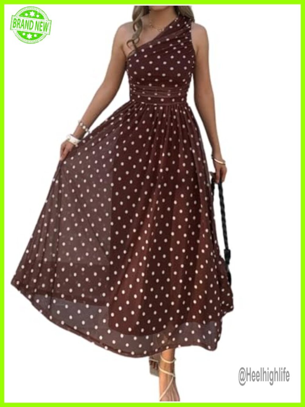 One Shoulder Floral Maxi Dress Mesh Ruched A-Line Wedding Guest